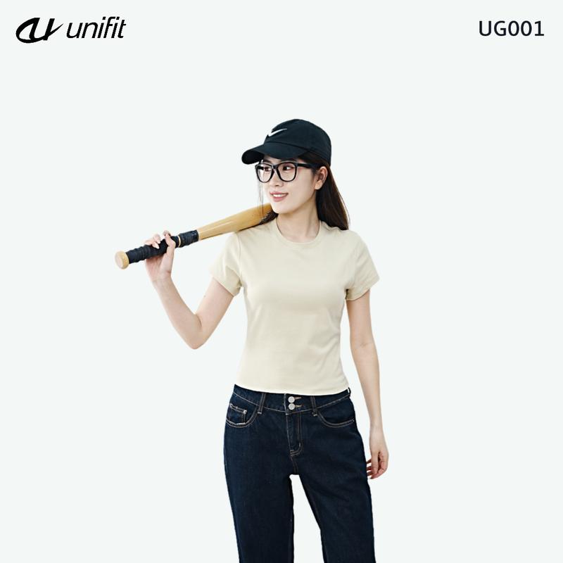 UNIFIT Slim Fit Women's Shorts Sleeved Round Neck T-Shirt Waist Line Show Waist Slimness T-Shirts UG001 Top Womenswear