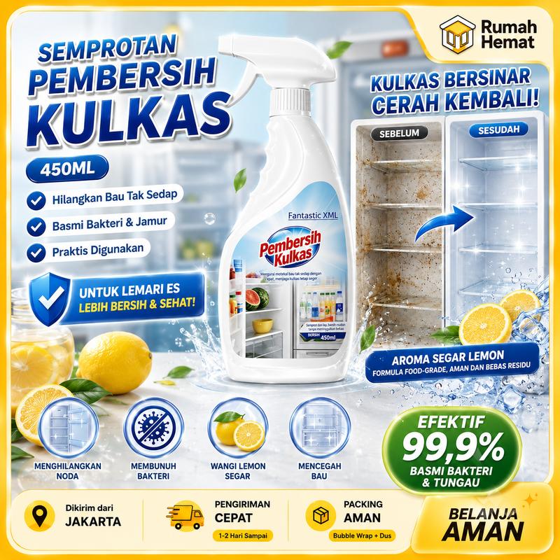 Pembersih Kulkas Serbaguna Penghilang Bau dan Noda Tanpa Bilas Aman untuk Plastik dan Logam Bisa COD
