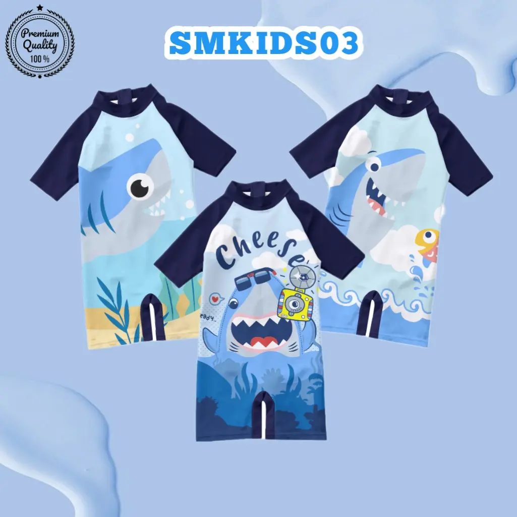 Baju Renang Anak Laki-laki Karakter Kartun Lucu Lengan Pendek Usia 1-10 Tahun