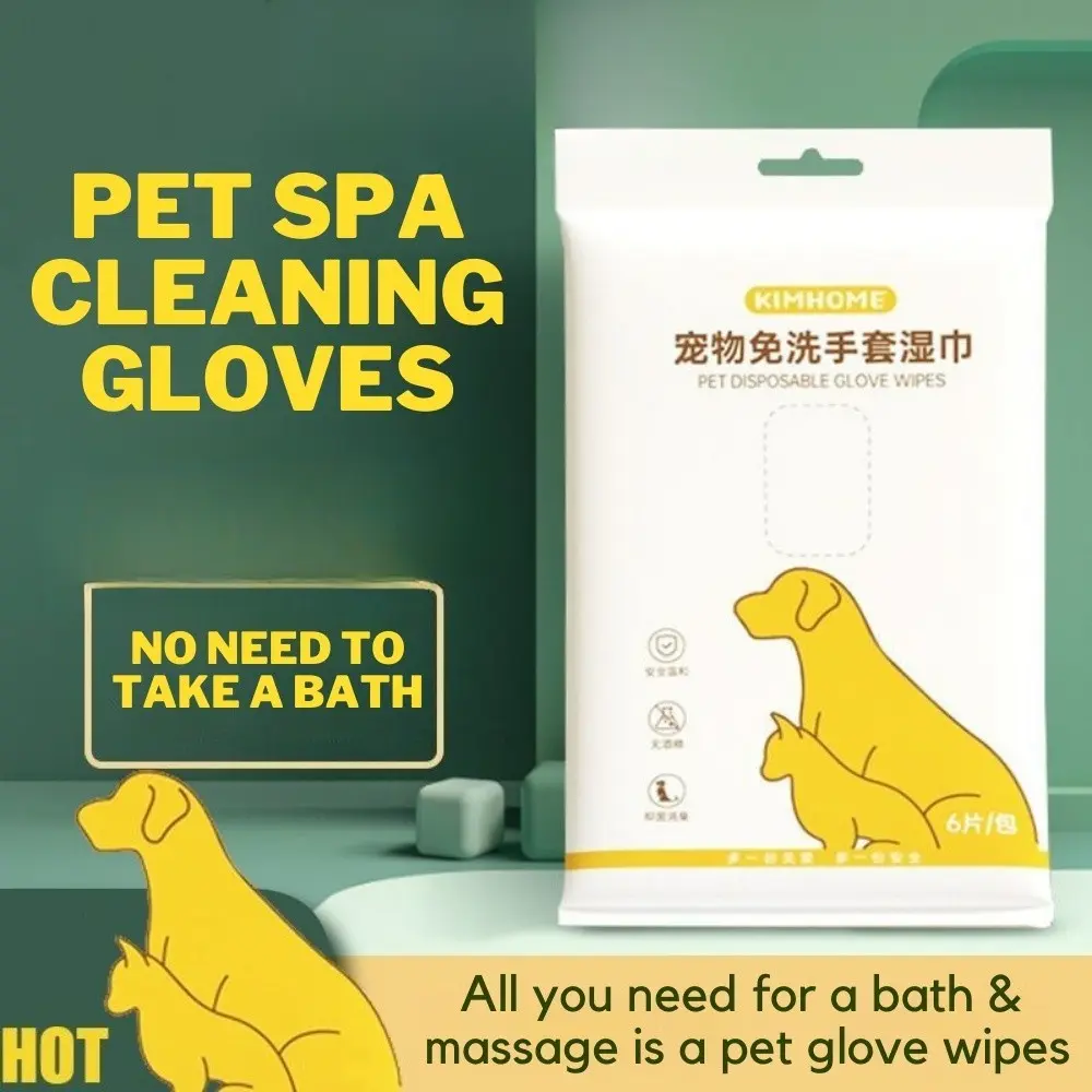 Pet Disposable Cleaning Gloves Wipes Dog Cat Wet Tissue Cleaning Bath Spa Sarung Tangan Pakai Buang Kucing DD CAT & PET