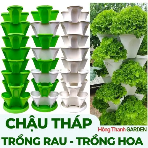 3 - 6 Tầng Chậu tháp trồng rau siêu tiết kiệm diện tích, Độ bền cao rẻ đẹp, tiện lợi, dễ dàng sử dụng