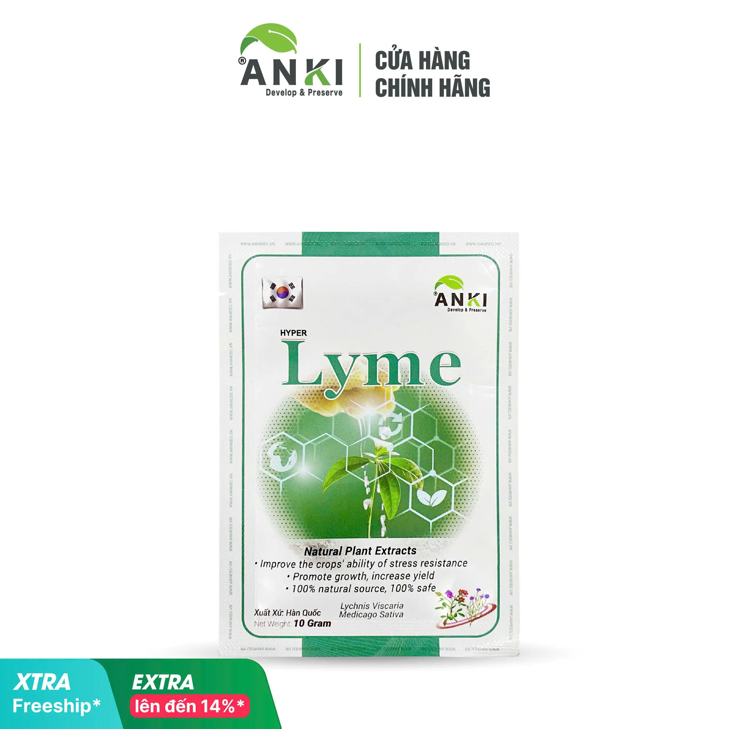 1 Gói Phân bón Lyme (chống rụng cấp tốc) nhập khẩu Hàn Quốc - Hỗ trợ chống sốc nhiệt, sốc nước, sốc dinh dưỡng, giải độc,... - (Organic Fulvic 52-25)