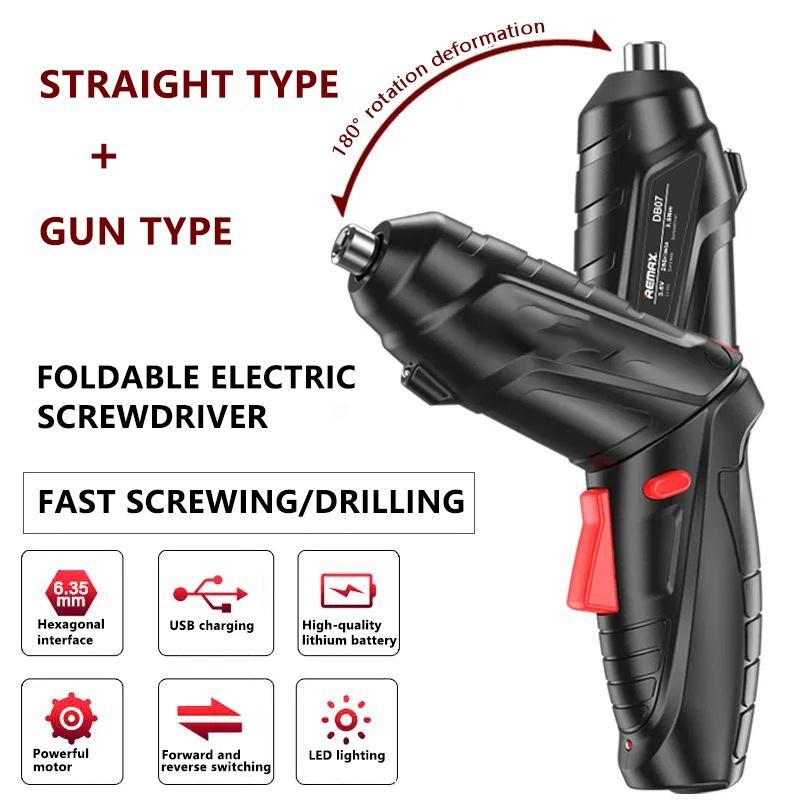 Electric Cordless Screwdriver Tool Kit 48PCS Set with LED Light Rechargeable Portable Foldable
