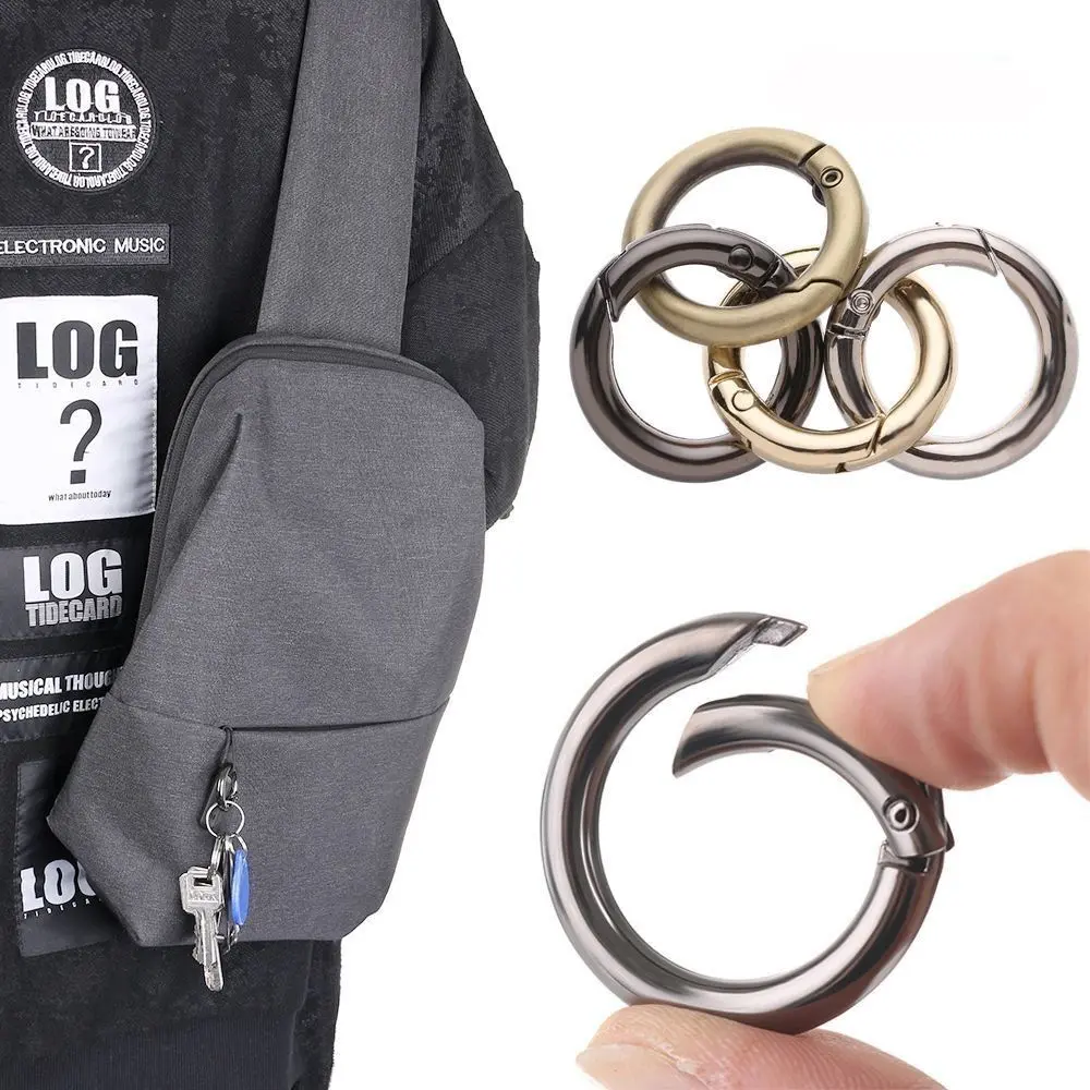 Portable Zinc Alloy Spring Ring Clasp Round Lightweight Trigger Snap Buckles Clip Purses Handbags Carabiner Bag Accessories