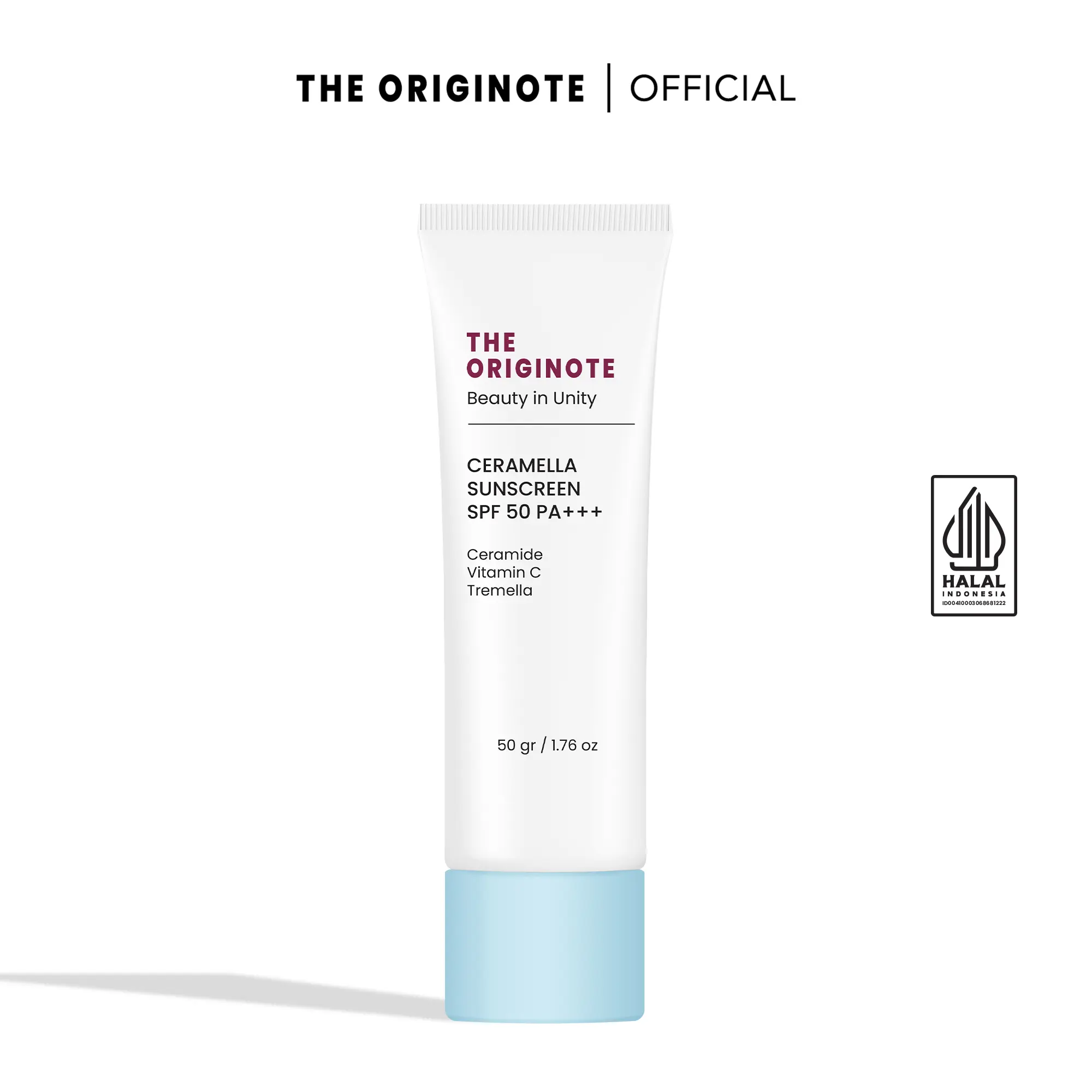 The Originote Ceramella Sunscreen SPF 50 PA+++ Sunscreen untuk perawatan muka berminyak berjerawat dan mencerahkan wajah with ceramide vitamin C