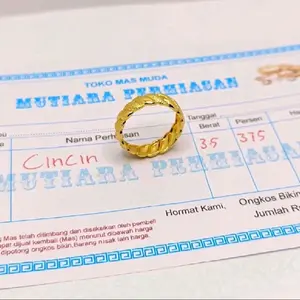 Promo! Cincin ulir berlapis emas muda free surat dari tokoh