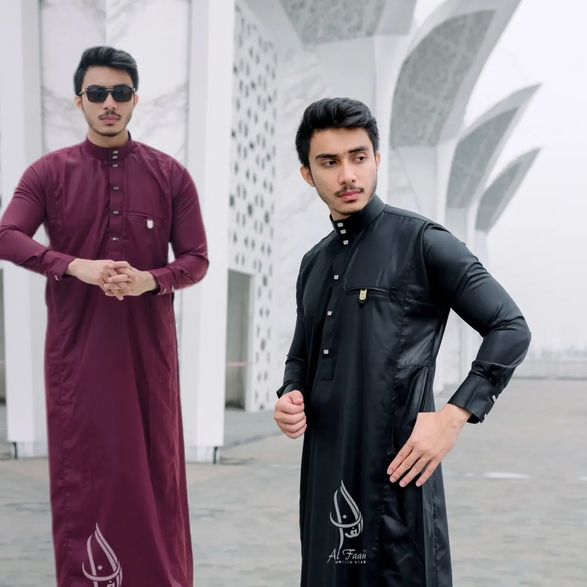 Slimfit Jubah Alfaan Gamis Pria Jubah Pria Muslim busana muslim pria model terbaru Alzan Kancing Manset Panjang Polyester Dewasa robes