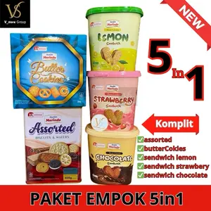 (PAKET EMPOK 5in1 /PAKET UTI 5in1 ) ASSORTED DAN BUTTER COOKIES MAK NYAK SUPERQUEEN PAKET ISI 5in1 Food Toples Biskuit