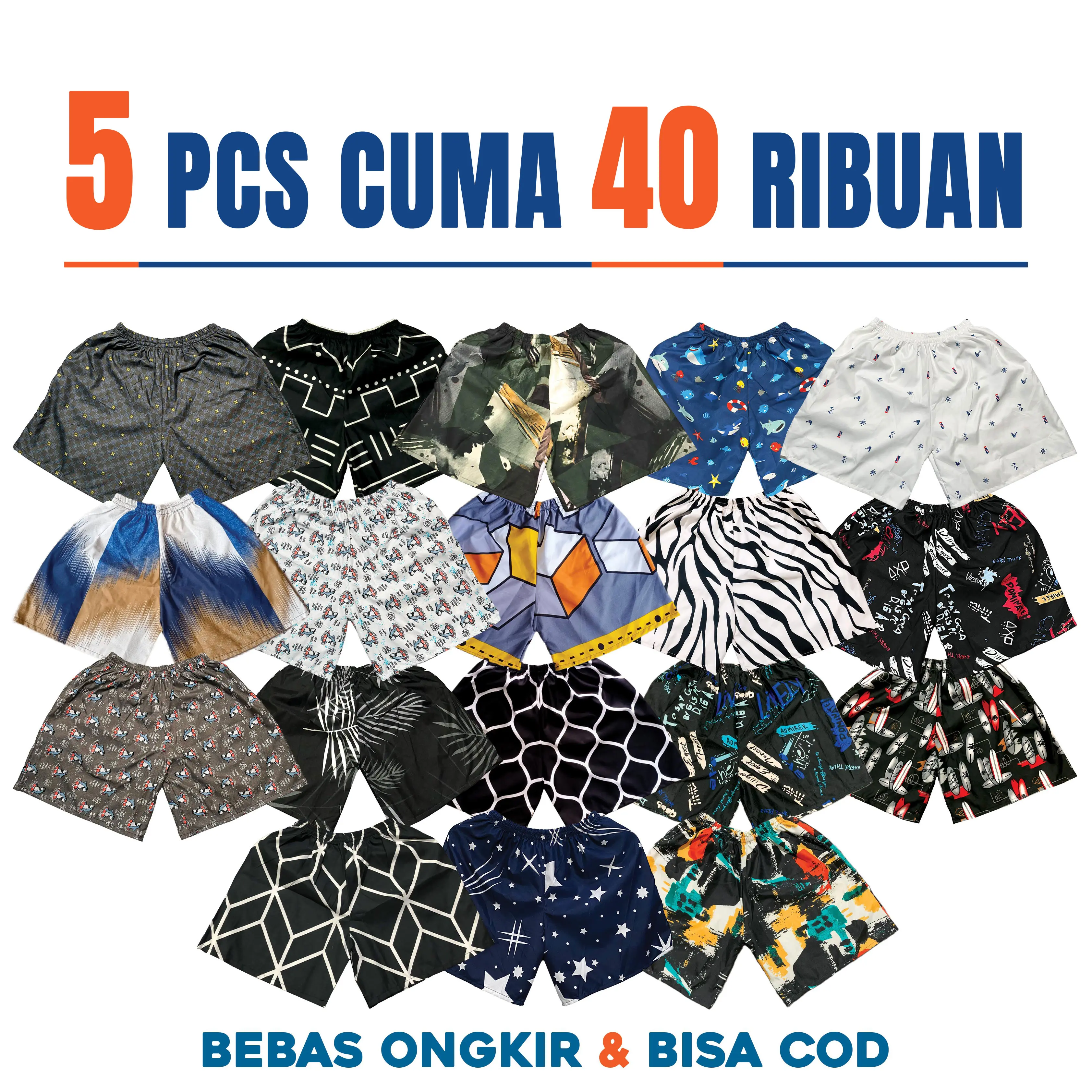 (Promo boxer 5pcs bb dibawah 70kg motif random) Celana Pendek Viral Dewasa Unisex All Size cowok melar nyaman santai shorts 5 Tidur Pria Distro Katun Katun Surfing Pantai