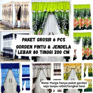 [PROMO]Paket Grosir 6 pcs Gorden Serut Poni Pintu dan Jendela Panjang L 80 X P 200 cm Curtain