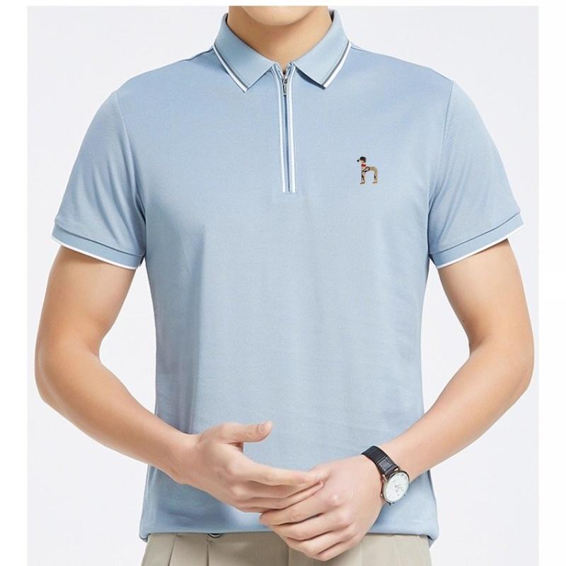 Polo Shirt Pria kaos kerah pria lengan pendek Polo Zipper Pria kaos polo bordir