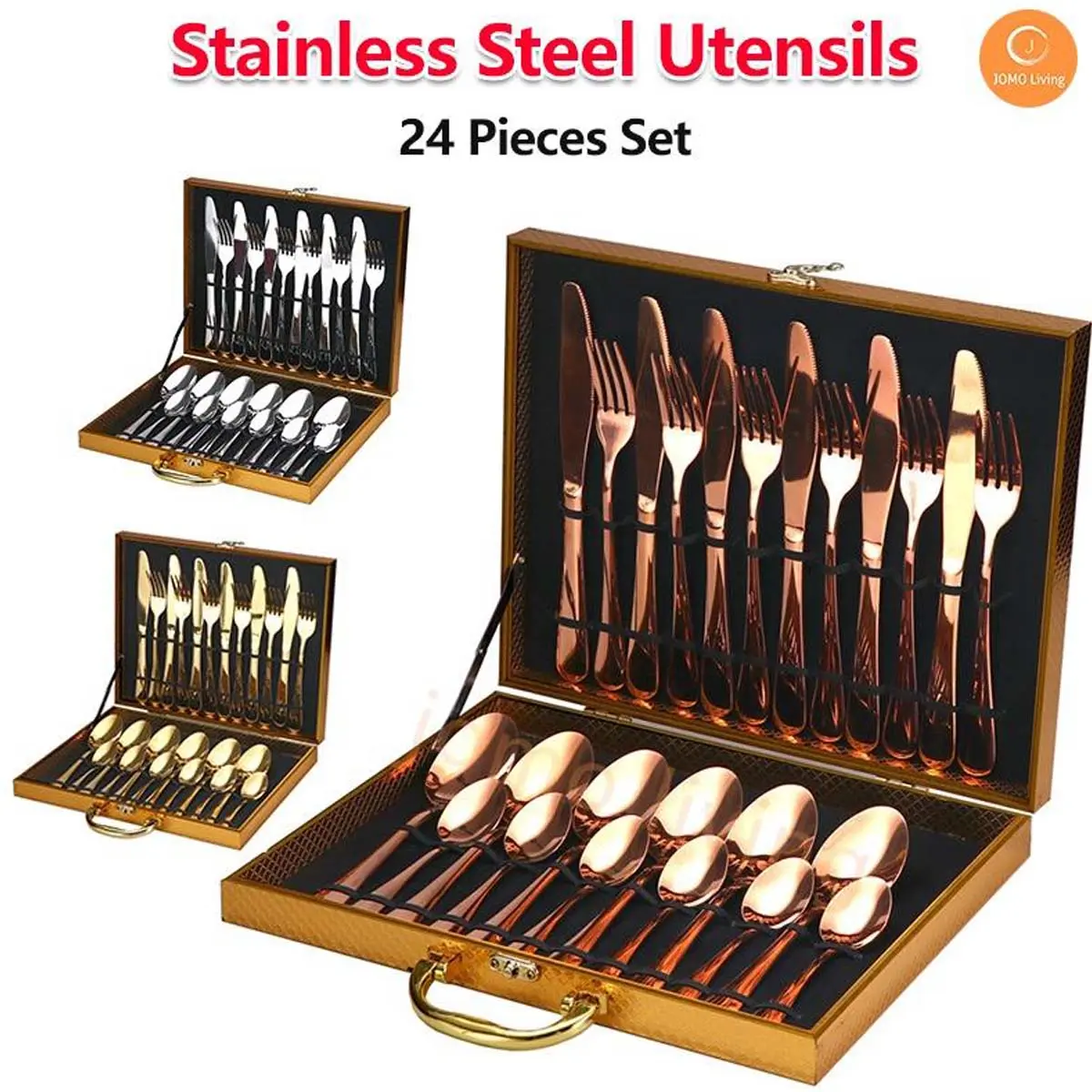 【SG Ready Stocks】Cutlery Set 24 pieces Stainless Steel Fork Spoon Knife Tea Spoon Gift Set Utensils Tableware