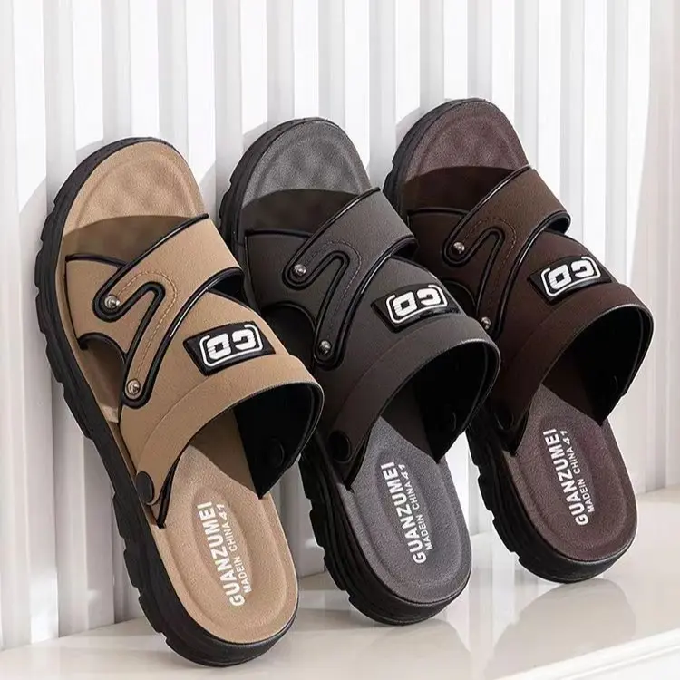 SANDAL KULIT PRIA ANTI PUTUS TERBARU 2025 Sandal Cowok Kasual Lebaran Slop MK 30 Untuk Santai Kerja Laki Laki Sandal