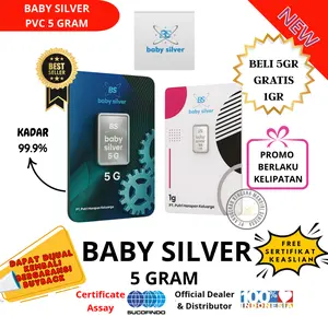 Logam Mulia Baby  Silver Fine Silver Press PVC 5 Gram Bar Perak Batangan Asli Murni Original