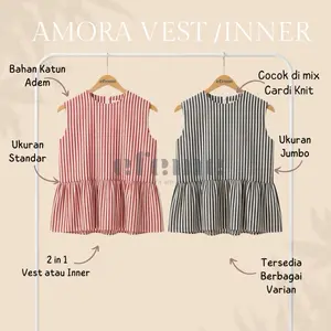 Efeme - Amora Vest Inner Peplum - Top Inner Cardigan Stripe Gingham Rompi Blouse Outer Top Balon Atasan Wanita Korean Style Casual Katun Efeme - Amora Vest Inner Peplum - Top Inner Cardigan Stripe Gingham Rompi Blouse Outer Top Balon Atasan Wanita Korean Style Casual Katun