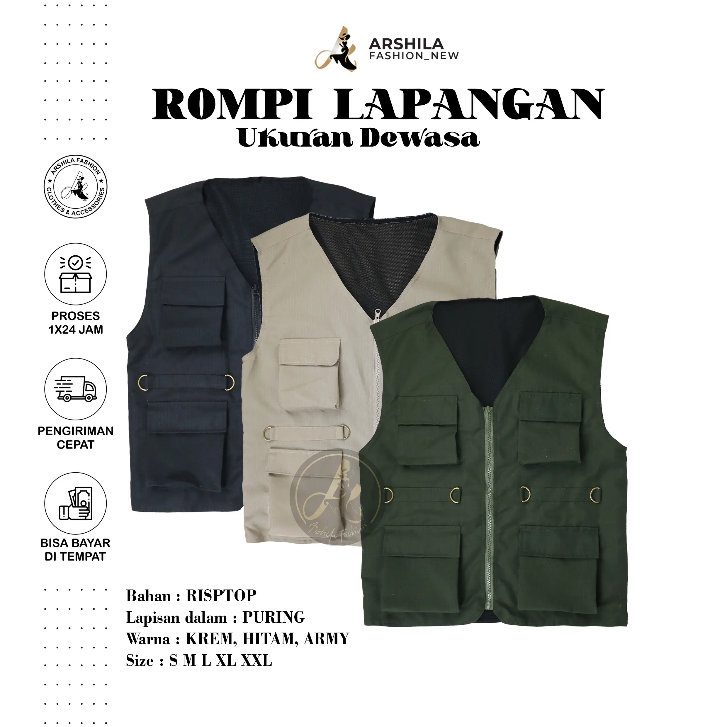 Rompi Lapangan CARGO Dewasa GUNUNG VEST Dewasa Empat saku RMPD002
