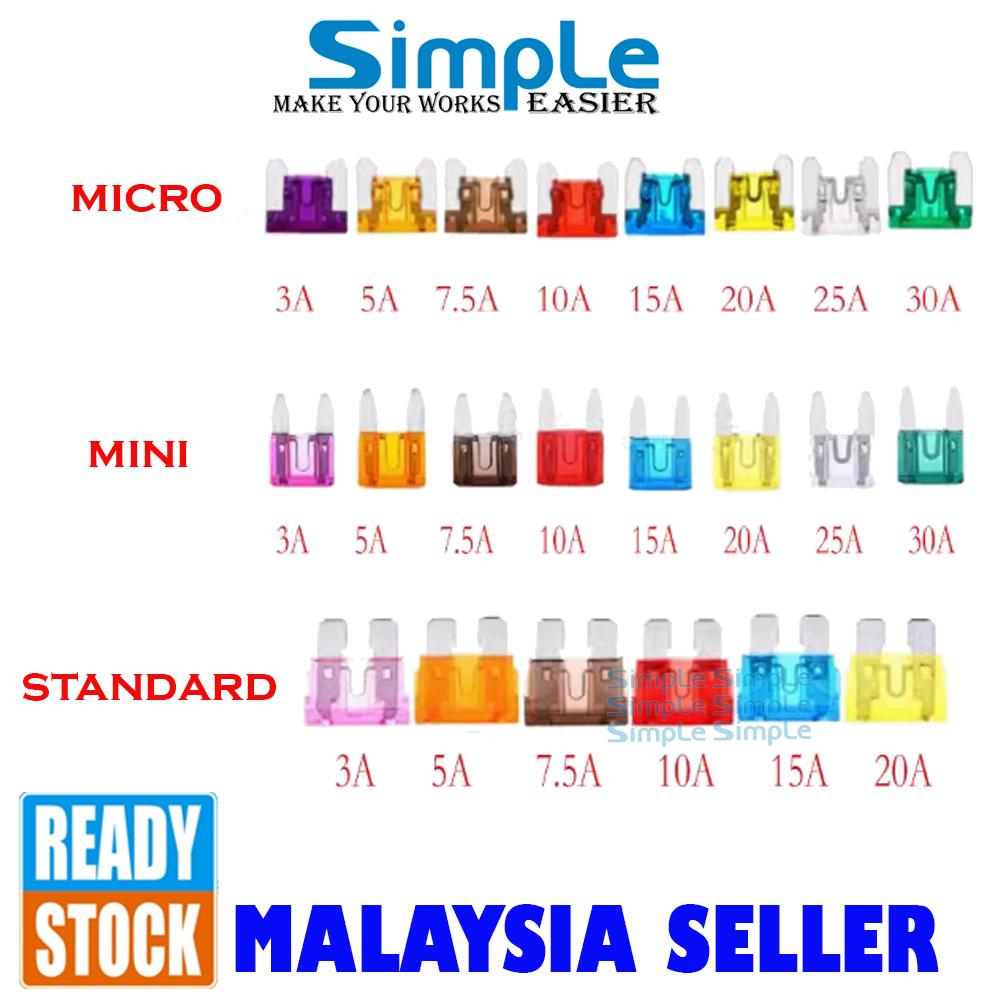 Car Fuse Kereta Vehicle Fuse Micro/Mini/Standard Fuse Fuse Motorcycle ...