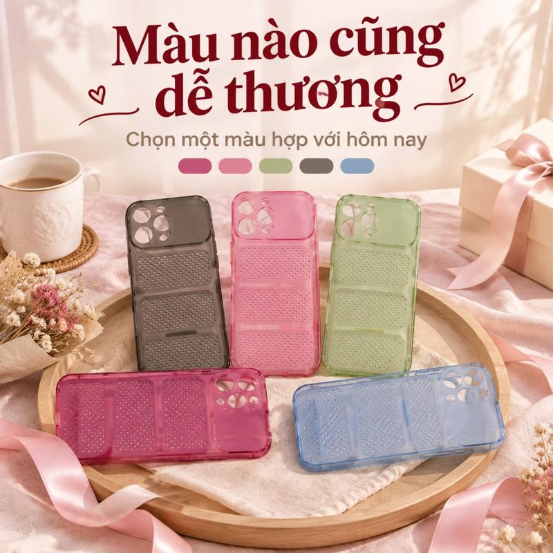 Ốp lưng chống sốc cho iPhone 17 Pro Max 16 Pro 15 Pro Max 14 Pro Max 13 Pro Max 12 Pro Max lưới tổ ong tản nhiệt vỏ mềm dẻo chống rơi vỡ bảo vệ camera mỏng nhẹ cầm chắc tay không bám vân tay không ố vàng màu dopamine chống trơn