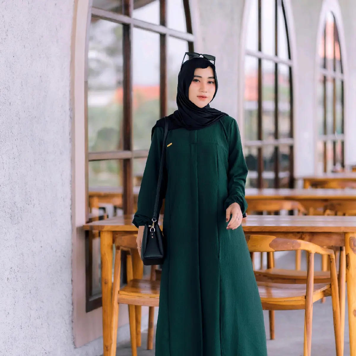 Abaya Elsira Crinkle Airflow Free Bross Busui JUMBO Gamis Muslim Madinah Dress Syari