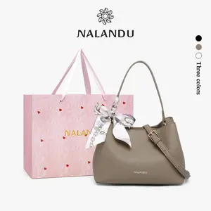 【Bella Bucket Bag】NALANDU Tas Selempang Wanita Elegan Simple Tas Bahu Serut Kulit Kekinian Sling Bag Fashion OOTD