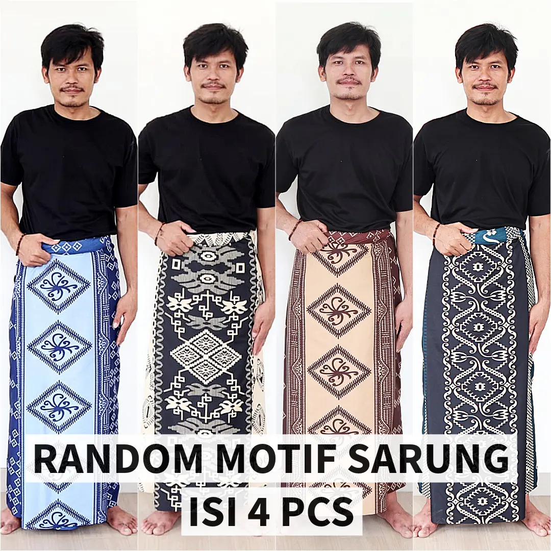 PAKET ISI 4 Pcs Sarung Batik Motif Kekinian Terbaru Muslim Dewasa Santri Edisi Lebaran