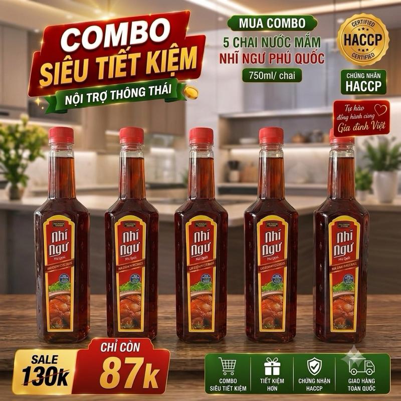 5 Nước Mắm Nhĩ Ngư Phú Quốc 750ml - Vị Cá Cơm, Chuẩn Vị Truyền Thống- Đạt Chuẩn…