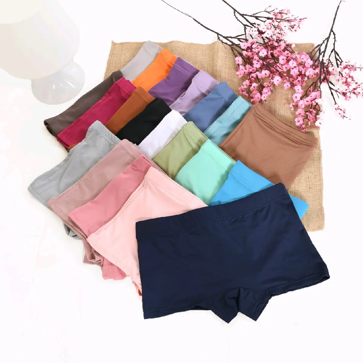 10 pcs celana dalam wanita polos Lembut Nyaman Spandex Boxer Pendek
