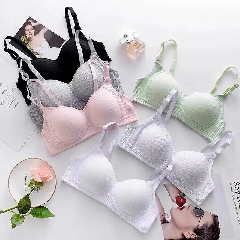 BH Bra CUP A TIDAK ADA KAWAT motif garis lurus Push Up Style Senam Zumba Yoga Pakaian Dalam Wanita 1681