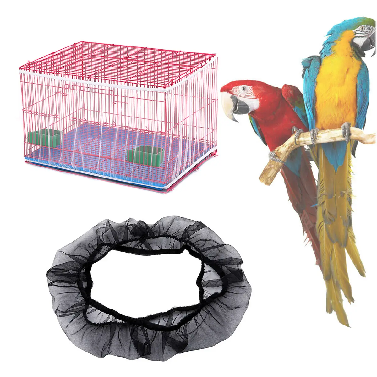 Universal Guard Nylon Mesh Bird Parrot Receptor Seed Plants Cover Soft Easy Cleaning Nylon Airy Fabric Mesh Bird Cage Cover Seed Catcher Guard