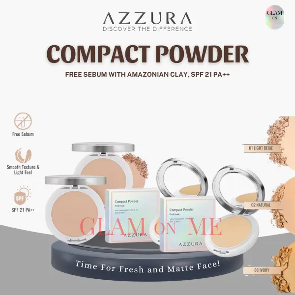 AZZURA Compact Powder - Bedak Padat Halus untuk Wajah Flawless & Tahan Lama
