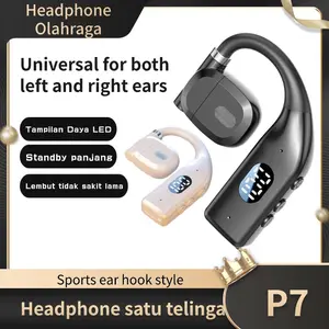 P7 ear cup Bluetooth Headphone 180° Putar Headset Bisnis Mic Layar LED Pengait Telinga Sentuh Hifi Earphone
