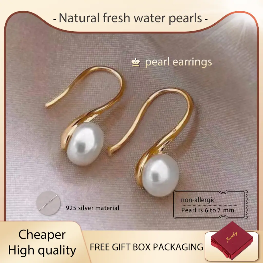 ss24 Natural freshwater pearls high heels earrings fashionable and versatile