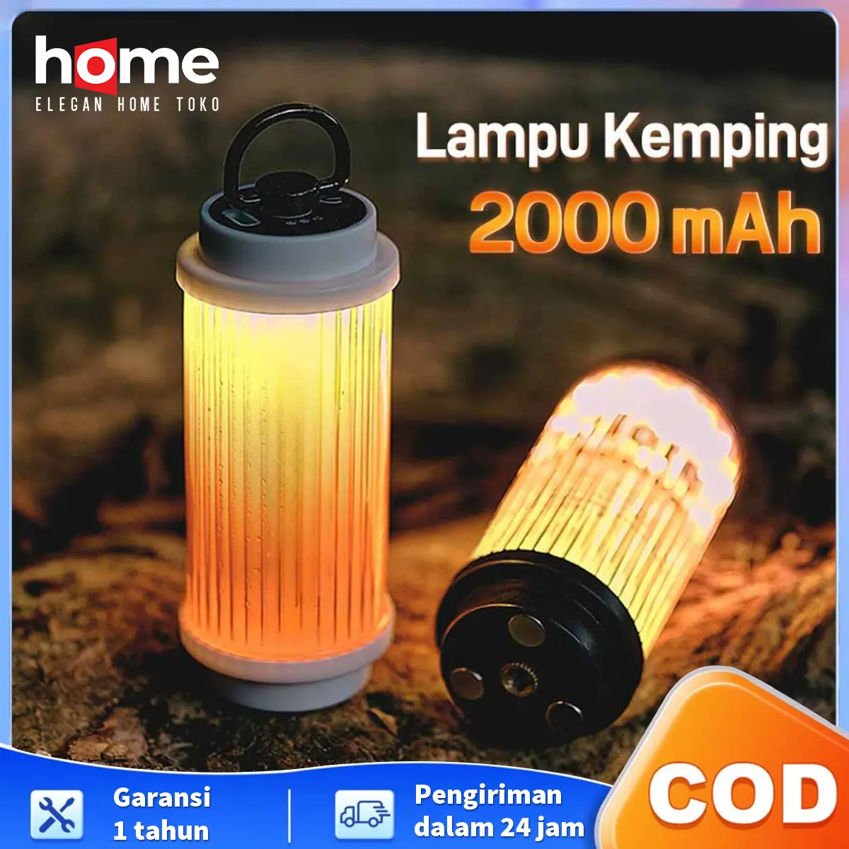 E.Home Lampu Camping 38 explore Lampu Tenda Hanging Tent Lamp Hiking Outdoor 2000mAh USB C