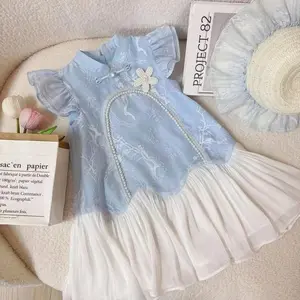 kebei-Gaun Qipao Anak Perempuan Gaya Tiongkok Baru, Dress Tank Modis dan Anggun untuk Putri Fashion Kids
