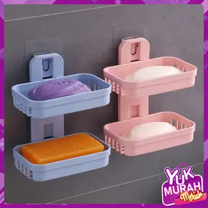 YMM_COD- Tempat Sabun Batang 2 Tingkat Kotak Sabun Kamar Mandi 2 Susun Rak Kamar Mandi Tempat Sabun Tempel