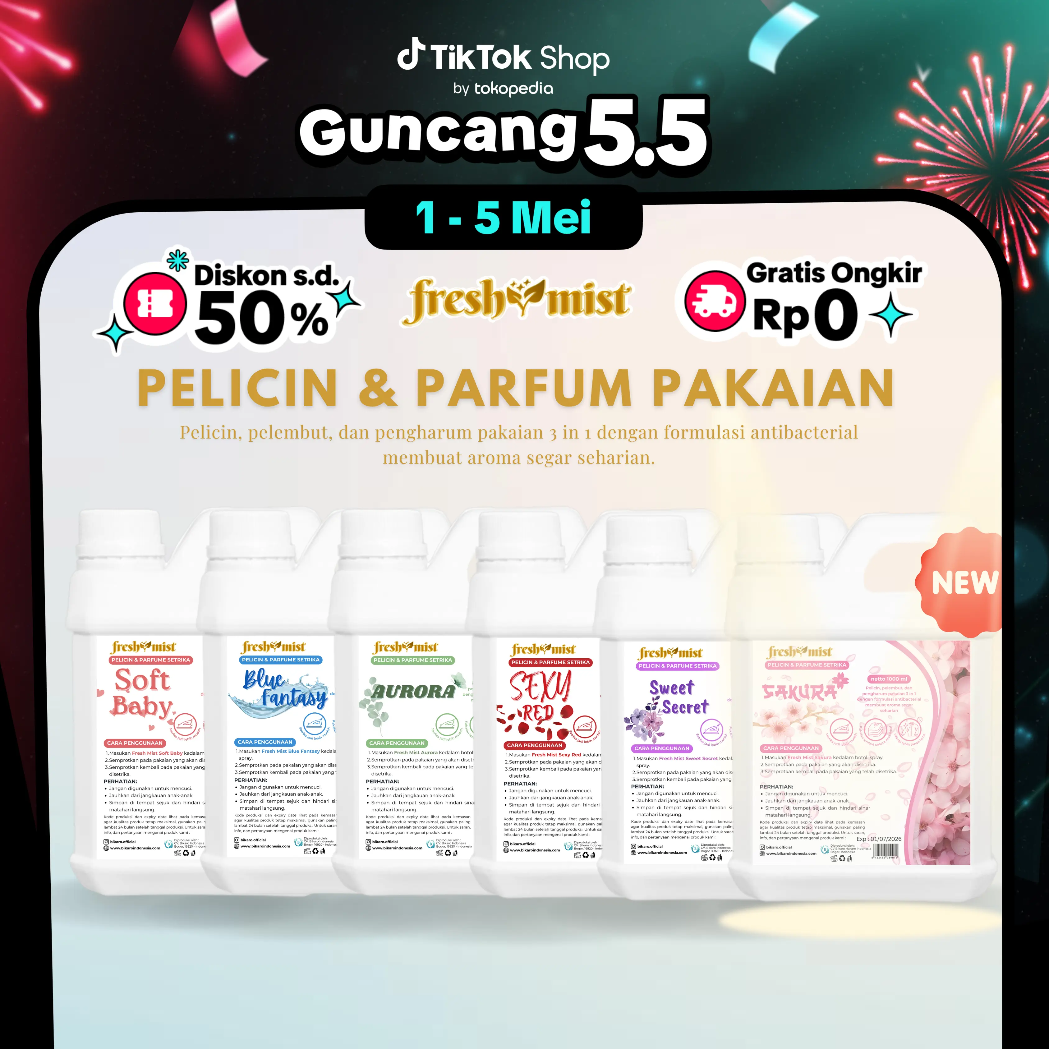 Fresh Mist Pewangi dan Pelicin Setrika isi Kemasan 1 Liter Cairan