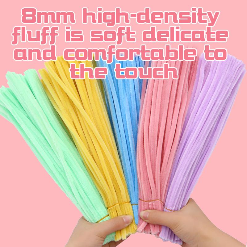 100PCS 8MM Thick Twisting Stick fuzzy wire Fluffy Stems Wire Easy ToBend DlY Students DIY enthusiasts Children baby Educational Toys EducationalCreative Handmade Craft Supplies