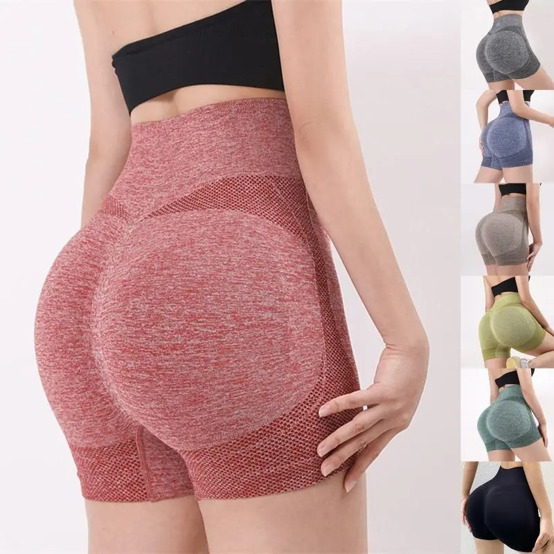 AT Women Sports Fitness Shorts High Waist Shorts Breathable Elastic Hip Lifting Pants Anti-light Speed Dry Yoga Pants （45-90kg）