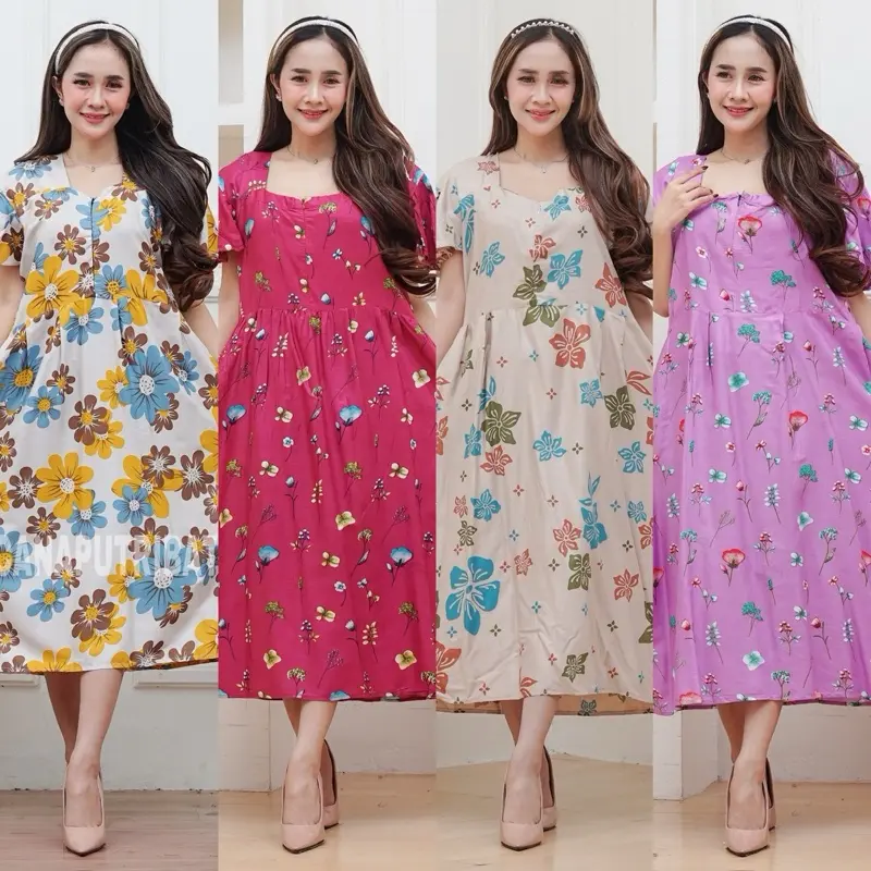 [KPB]Paket 3 pcs daster nayla Random ld 120 pb 115 Ibu Bumil Rayon Bunga Lembut Wanita Panjang [MOTIF DAN WARNA RANDOM]
