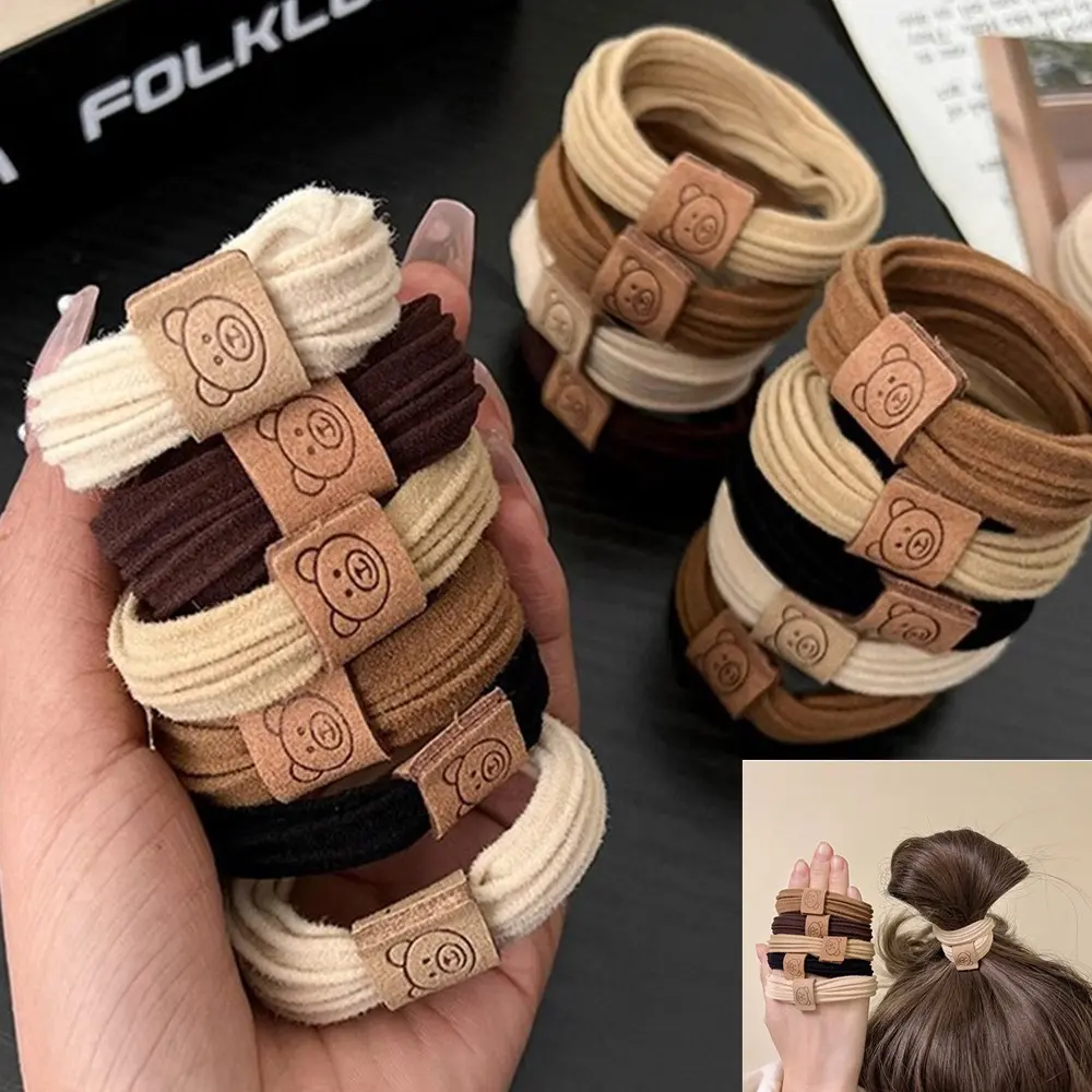 10pcs High Ponytail Elastic Solid Hair Ties Rope Women's New Style Thick Twist Plush Hair Ring Hair Accessories