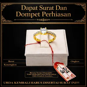 Cincin Wanita Mata Permata Satu Premium Berlapis Emas Muda Perhiasan Fashion Mewah Elegan
