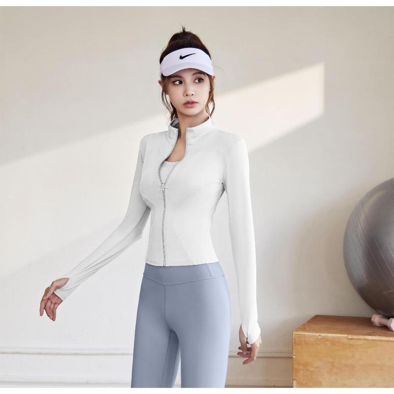 FUYOGI UV Jacket Protection Women Yoga Sports Tops Zipper Long Sleeve Fitness Running Gym Workout