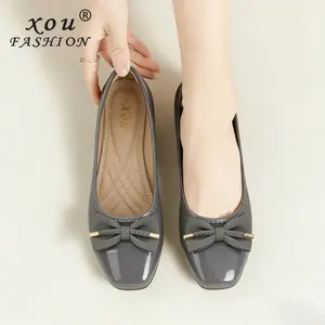 XOU New Fashion Flatshoes sepatu kantor wanita terbaru 2026 Wanita Populer Baru Sepatu Flat Balet A01 dengan Pilihan Warna Elegan dan Desain Bow Stylish