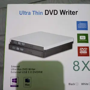 CD ROM Drive External DVD Komputer DVD Drive USB 3.0 Slim Portable Optical Drive Writer Burner Rewriter DVD RW External usb 2.0 Type C Optik Eksternal Kotak Optik DVD Disc Burner Paper Stationery