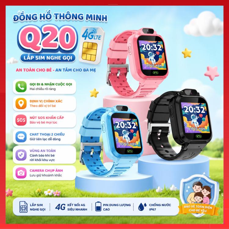 Đồng Hồ Thông Minh Q20 / Q12 / Q15 / Q19 Lắp Sim Định Vị 4G , cho Trẻ Em Học…
