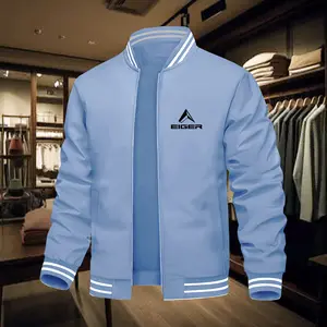 Jaket Varsity Bahan Tebal Dan Lembut eiger kiri 3d hitam - Jaket boomber varsity katun fleece pria wanita unisex