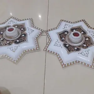 Ornamen Hiasan Tengah Gypsum Vicon Fiting Lampu Plafon 30cm PVC dengan Fitting E27 Plastik