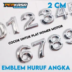 Angka Timbul Chrome / Hitam Glossy 2cm Segilima 3D Harga Satuan