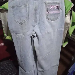 [JomelinJeans]-[JNS-504]  Celana Jeans Highwaist Wanita Korean Style Straight Loose Pants [Pola Benang]  Panjang Denim Biru