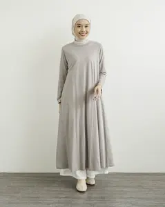 MISTYVORI l Nami Tunik Bahan Cotton Combed Polos Muslim Panjang Atasan Kaos Oversize Basic Midi Dress Wanita